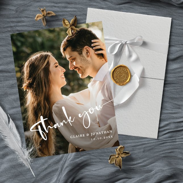 Tarjeta De Agradecimiento Moderna y elegante boda gracias a Personalizado de (Subido por el creador)