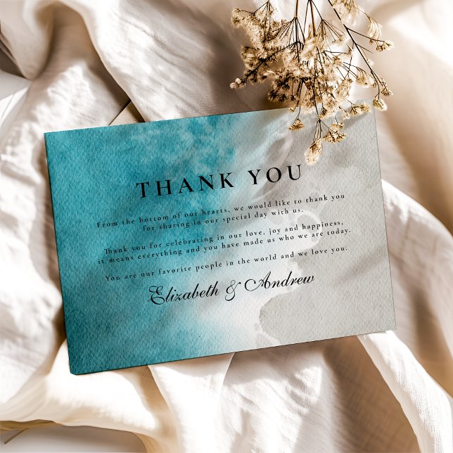 Tarjeta De Agradecimiento Moderna y elegante boda tropical en la playa (Subido por el creador)