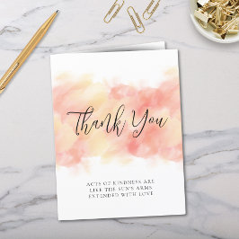 Tarjeta De Agradecimiento Moderna Y Elegante Cubrecama De Coral Doblado Grac