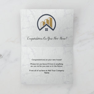 Tarjeta De Agradecimiento Moderna y elegante finca inmobiliario blanca