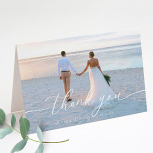 Tarjeta De Agradecimiento Moderna y elegante foto de boda doblada