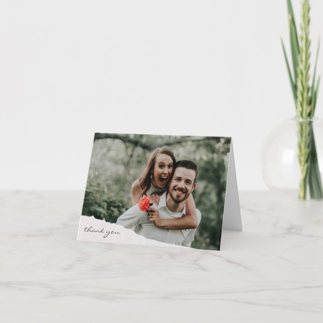 Tarjeta De Agradecimiento Moderna y elegante foto de Personalizado de Boda d (Anverso)
