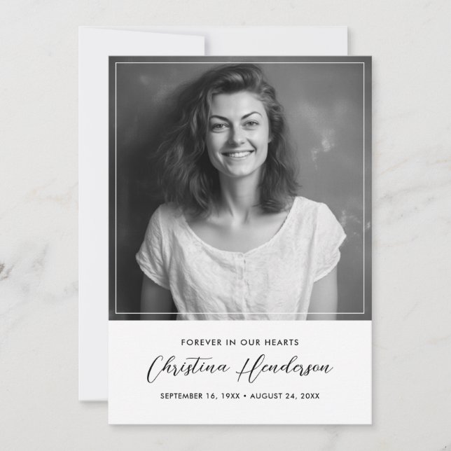 Tarjeta De Agradecimiento Moderna y elegante foto funeraria de simpatía por  (Anverso)