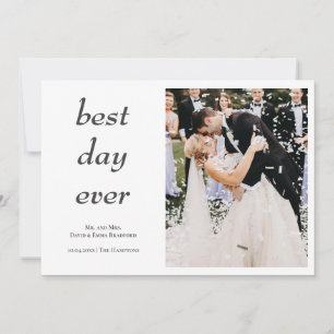 Tarjeta De Agradecimiento Moderna y elegante foto mejor Boda del día de la v
