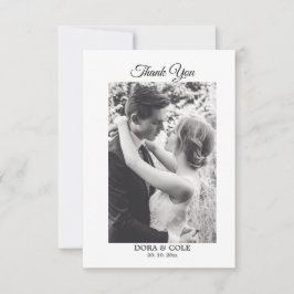 Tarjeta De Agradecimiento Moderna y elegante foto Minimalista en blanco y ne