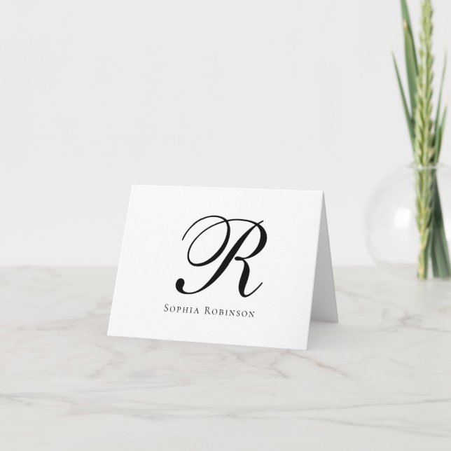 Tarjeta De Agradecimiento Moderna y elegante Moda Monograma Profesional Nego (Anverso)
