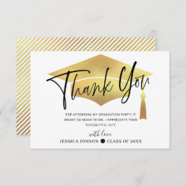 Tarjeta De Agradecimiento Moderna y simple graduación Minimalista de oro gra