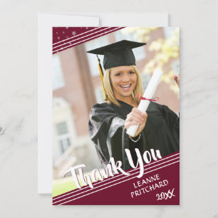 Tarjeta De Agradecimiento Modernas franjas diagonales graduadas Maroon GRACI
