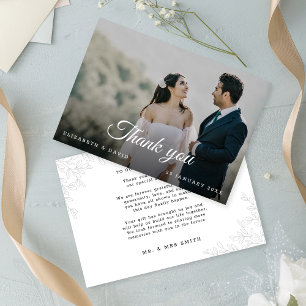 Tarjeta De Agradecimiento Modernas hojas minimales elegantemente Boda de gui