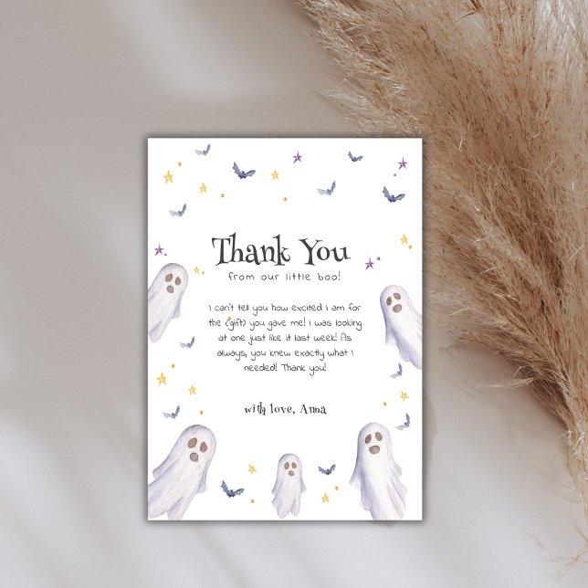 Tarjeta De Agradecimiento Modernas y pequeñas estrellas de abucheos fantasma (Modern Little Boo Stars Ghost Baby Shower Thank You Card)
