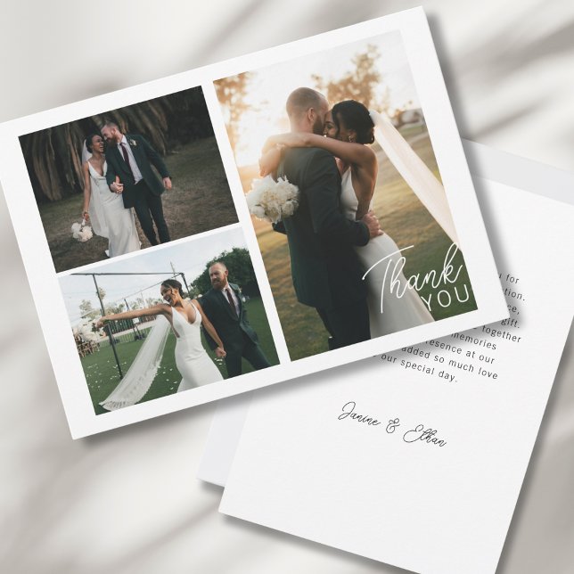 Tarjeta De Agradecimiento Modernes Minimalistisches  3 Fotos Vielen Dank (Modern minimalist 3 photos "Thank you" Card, White.)
