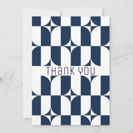 Tarjeta De Agradecimiento Modernidad azul y blanco de mediados de siglo