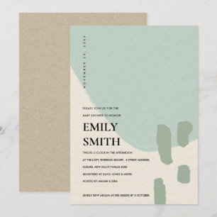 TARJETA DE AGRADECIMIENTO MODERNO ABSTRACTO AQUA SUAVE AZUL BABY SHOWER INVI