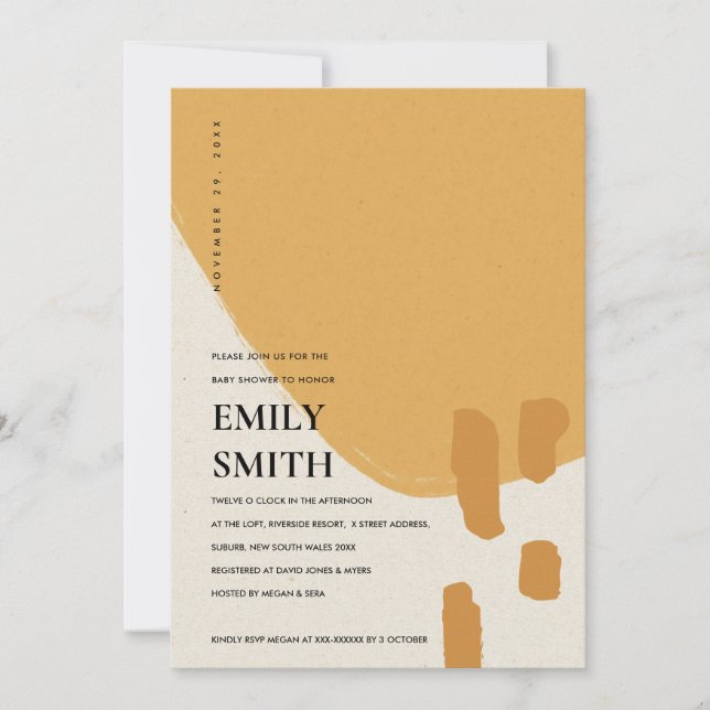 TARJETA DE AGRADECIMIENTO MODERNO ABSTRACTO KRAFT NARANJA BABY SHOWER INVITE (Anverso)