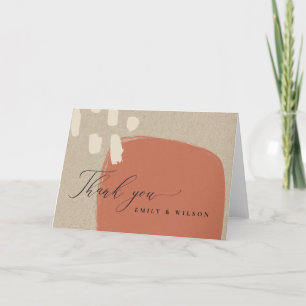 TARJETA DE AGRADECIMIENTO MODERNO ABSTRACTO TERRACOTTA ROJO BODA DE KRAFT GR