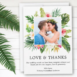 Tarjeta De Agradecimiento Moderno amor tropical floral y gracias Boda