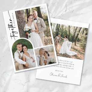 Tarjeta De Agradecimiento Moderno arco fotográfico caligrafía juntos Boda