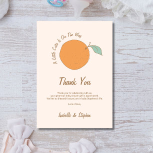 Tarjeta De Agradecimiento Moderno Baby Shower de una Lindura de Naranja