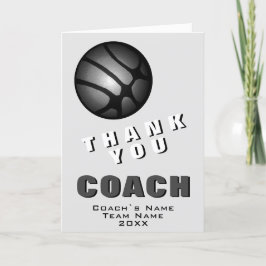 Tarjeta De Agradecimiento Moderno baloncesto negro Gracias entrenador