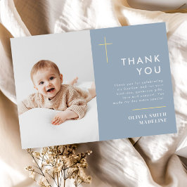 Tarjeta De Agradecimiento Moderno Baptismo de la cruz de oro mínimo