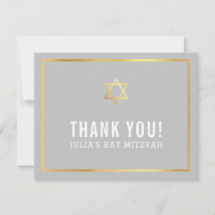 Tarjeta De Agradecimiento MODERNO BAR MITZVAH simple gracias estrella dorada