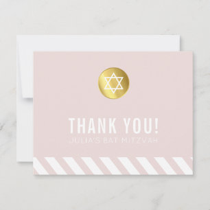Tarjeta De Agradecimiento MODERNO BAT MITZVAH gracias al punto dorado rosa
