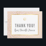 Tarjeta De Agradecimiento MODERNO BAT MITZVAH gracias estrella dorada rosa<br><div class="desc">por kat massard >>> kat@simplysweetPAPERIE.com <<< Una forma sencilla y elegante de agradecerle a su invitado por asistir a la instalación de BAT MITZVAH de su hijo como plantilla es simple que añada sus propios detalles, o pulse el botón personalizar y puede agregar o cambiar texto, fuentes, tamaños, etc. TIP:...</div>
