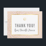 Tarjeta De Agradecimiento MODERNO BAT MITZVAH gracias estrella dorada rosa<br><div class="desc">por kat massard >>> kat@simplysweetPAPERIE.com <<< Una forma sencilla y elegante de agradecerle a su invitado por asistir a la instalación de BAT MITZVAH de su hijo como plantilla es simple que añada sus propios detalles, o pulse el botón personalizar y puede agregar o cambiar texto, fuentes, tamaños, etc. TIP:...</div>