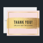 Tarjeta De Agradecimiento MODERNO BAT MITZVAH gracias oro rosado<br><div class="desc">por kat massard >>> kat@simplysweetPAPERIE.com <<< Una forma sencilla y elegante de agradecerle a su invitado por asistir a la instalación de BAR/BAT MITZVAH de su hijo como plantilla es simple para usted agregar sus propios detalles, o pulsar el botón personalizar y puede agregar o cambiar texto, tipos de letra,...</div>