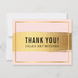 Tarjeta De Agradecimiento MODERNO BAT MITZVAH gracias oro rosado