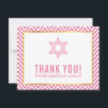 Tarjeta De Agradecimiento MODERNO BAT MITZVAH preppy gracias estrella PINK<br><div class="desc">por kat massard >>> kat@simplysweetPAPERIE.com <<< Una forma sencilla y elegante de agradecerle a su invitado por asistir a la instalación de BAR MITZVAH de su hijo como plantilla es sencillo que añada sus propios detalles, o pulse el botón personalizar y puede agregar o cambiar texto, fuentes, tamaños, etc. TIP:...</div>