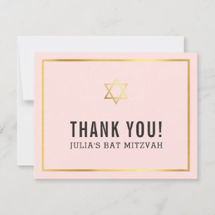 Tarjeta De Agradecimiento MODERNO BAT MITZVAH simple gracias estrella dorada
