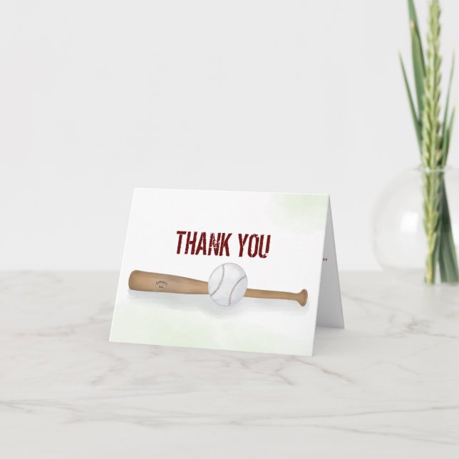 Tarjeta De Agradecimiento Moderno Béisbol Simple Minimalista Gracias (Anverso)