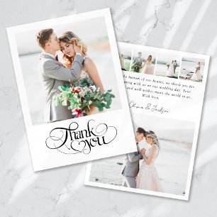 Tarjeta De Agradecimiento Moderno Boda de caligrafía multiimagen