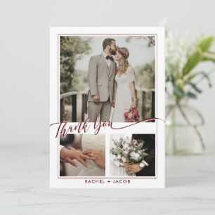 Tarjeta De Agradecimiento Moderno Boda de Collage de fotos de sobreimpresión