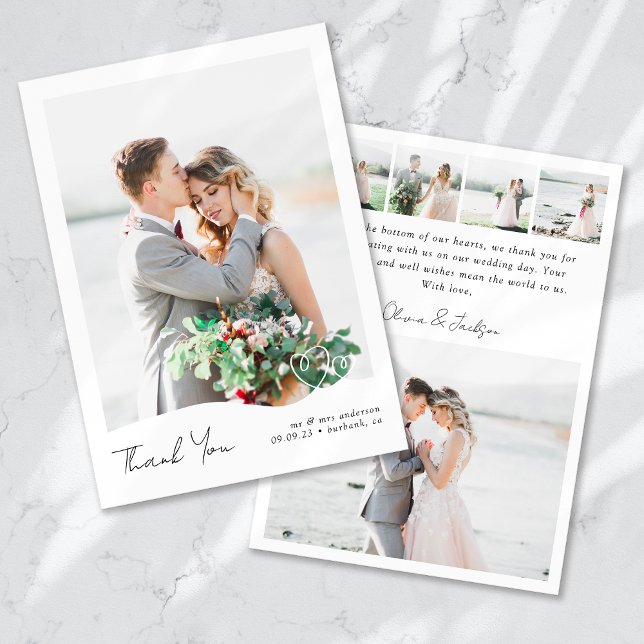 Tarjeta De Agradecimiento Moderno Boda de Corazones multiimagen (Subido por el creador)