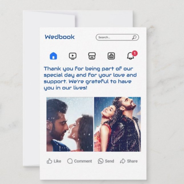 Tarjeta De Agradecimiento Moderno Boda de fotografía con tema de medios soci (Subido por el creador)