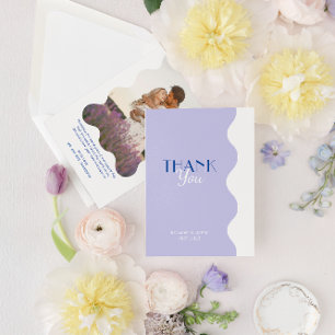 Tarjeta De Agradecimiento Moderno Boda de fotografía de borde de onda de lav