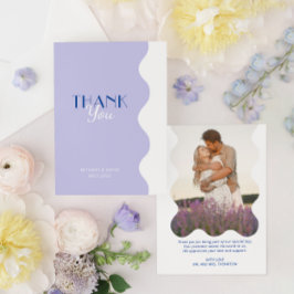 Tarjeta De Agradecimiento Moderno Boda de fotografía de borde de onda de lav