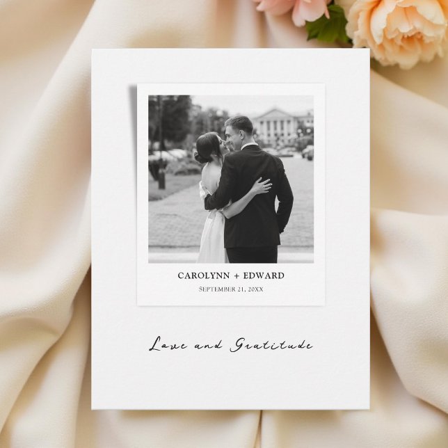 Tarjeta De Agradecimiento Moderno Boda de fotografía elegante (Subido por el creador)