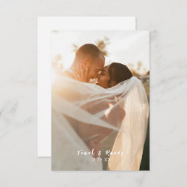Tarjeta De Agradecimiento Moderno Boda de fotografía Minimalista blanco negr