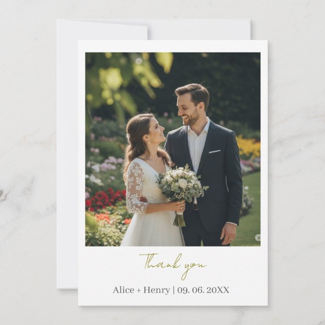 Tarjeta De Agradecimiento Moderno Boda de fotografía Personalizado elegante  (Anverso)