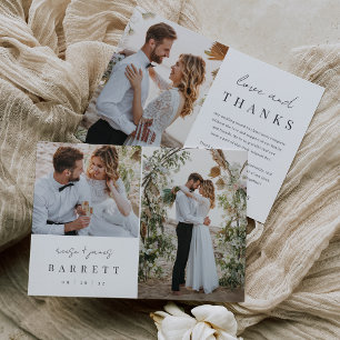 Tarjeta De Agradecimiento Moderno Boda de fotos de "Amor y Gracias" mínimo