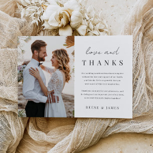 Tarjeta De Agradecimiento Moderno Boda de fotos de "Amor y Gracias" mínimo