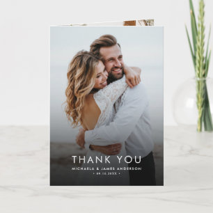 Tarjeta De Agradecimiento Moderno Boda elegante de 7 fotografías