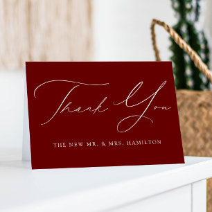 Tarjeta De Agradecimiento Moderno Boda elegante de Borgoña
