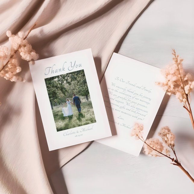 Tarjeta De Agradecimiento Moderno Boda elegante de fotografía caligráfica (Subido por el creador)