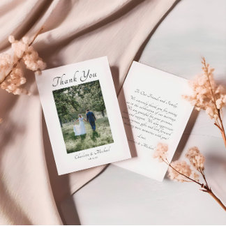 Tarjeta De Agradecimiento Moderno Boda elegante de fotografía caligráfica