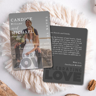 Tarjeta De Agradecimiento Moderno Boda Elegante De Fotografía En Blanco Y Ne