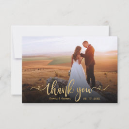 Tarjeta De Agradecimiento Moderno Boda elegante de guiones dorados
